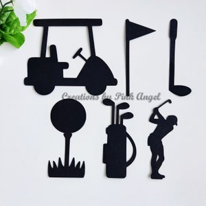 6 or 12PCS Golf Cutouts, Golf Die Cut Embellishments for Scrapbooking or Card Making, Golf Cart Club Baby Shower Paper Cardstock Cutouts