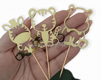 Safari Baby Shower Cupcake Toppers, Jungle Animal Party Decorations, Wild Two Birthday, SET OF 12