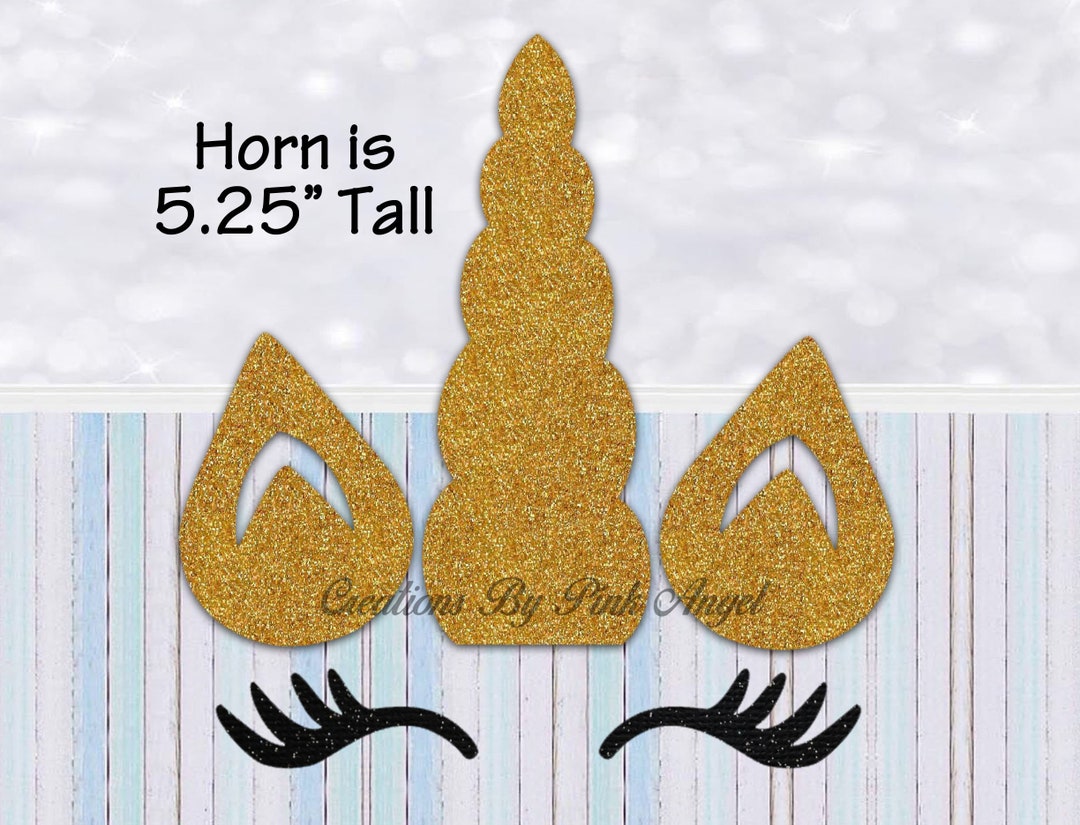 6 Sets of Unicorn Cutouts, Unicorn Horn Ears and Lashes Cutouts, Gold ...