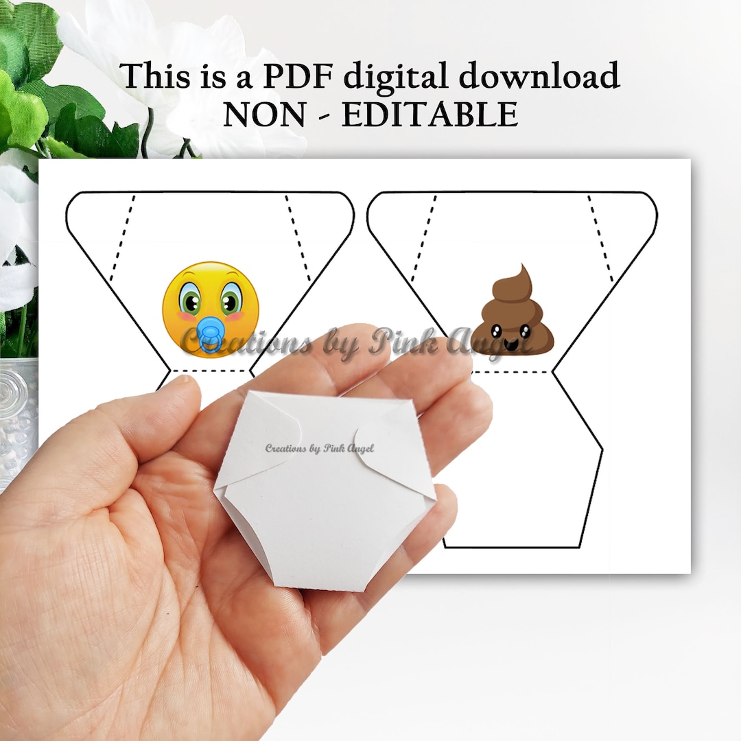 Diaper Game DIGITAL DOWNLOAD, Baby Shower Diaper Favors Template, Mini