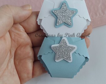 Glitter Star Dirty Diaper Favors for Baby Shower Games or Guest Pins, Pack of 12 Dirty Diapers