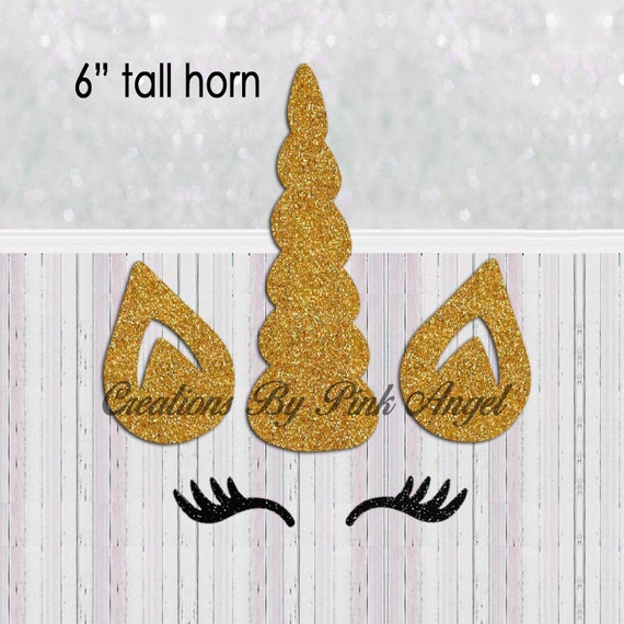 set of 6 unicorn cutouts unicorn horn ears and lashes etsy