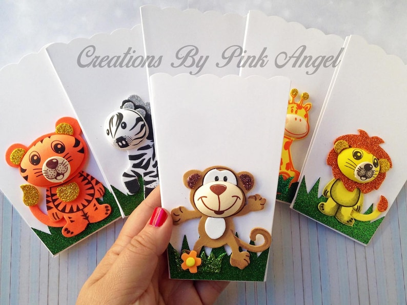 Jungle 1st Birthday Favors Noah Ark Treat Box Favors Set of 12 Safari Popcorn Boxes Safari Baby Shower Goodie Box Favors