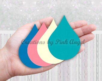 12PCS Raindrop Paper Cutouts, Drop Die Cuts, Baby Shower Raindrop Garland DIY, Drop Paper Punches for Mom's Well Wishes