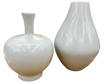 Vintage gray Haeger vase with skinny neck | matte finish | floral vase | bookshelf decor | Made in USA