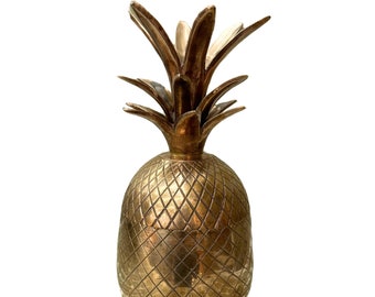 Vintage brass pineapple | lidded brass pineapple | vintage entertaining | tropical decor | hospitality