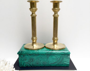 Solid brass candleholders, a pair | vintage brass candlestick holders | golden brass | matching pair taper candle holders