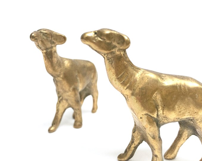 Small Brass Sheep or Goats a Pair Vintage Brass Animals Etsy