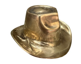 Solid brass cowboy hat | western decor | Texas | cowgirl