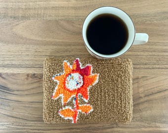 Handmade Yarn Art Mug Rug: Hooked Coaster, Special Gift