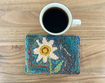 Handmade Yarn Art Mug Rug: Hooked Coaster, Special Gift