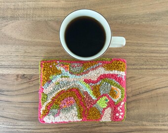 Handmade Yarn Art Mug Rug: Hooked Coaster, Special Gift