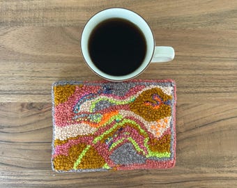 Handmade Yarn Art Mug Rug: Hooked Coaster, Special Gift