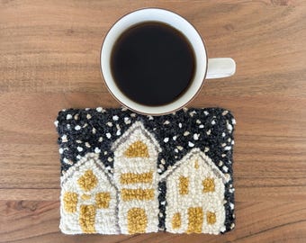 Handmade Yarn Art Mug Rug: Christmas Hooked Coaster, Special Gift