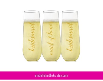 Bridesmaid maid of honor champagne flutes champagne flute bridesmaid gift bridesmaid proposal glass champagne wedding party glasses