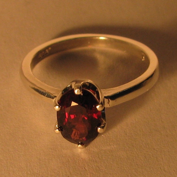 Spinel red natural 1.4 carat oval Myanmar gemstone & ring sterling silver 925 jewelry