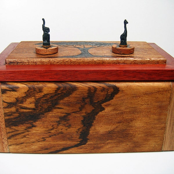 Decorative Serengeti African themed Zebra wood Lock-n-Key Box