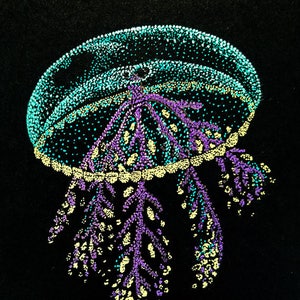 Fine Art Print of Pointillism Illustration: Deep Sea Jellyfish by Christie A. Langley image 1