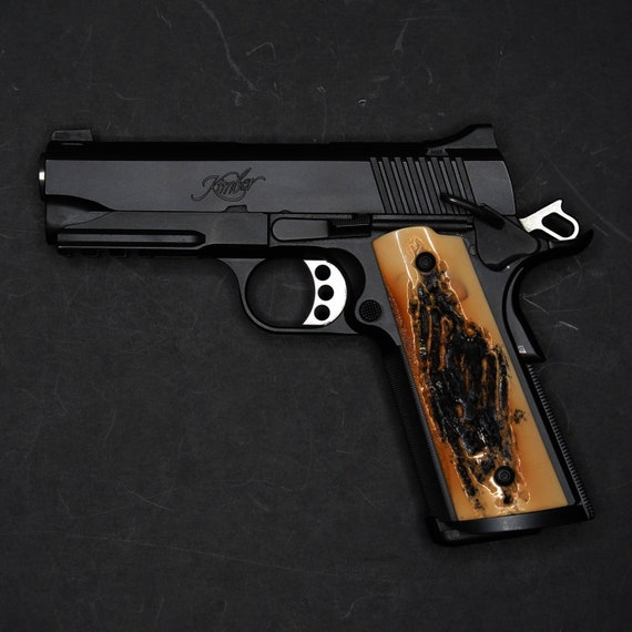 Smooth Black Pearl Resin Grip For Colt 1911 Full Size Kimber