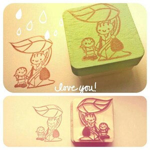 Thranduil & Legolas Walk in the Rain (Rubber Stamp)