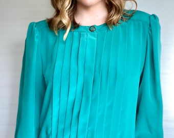 teal green blouse