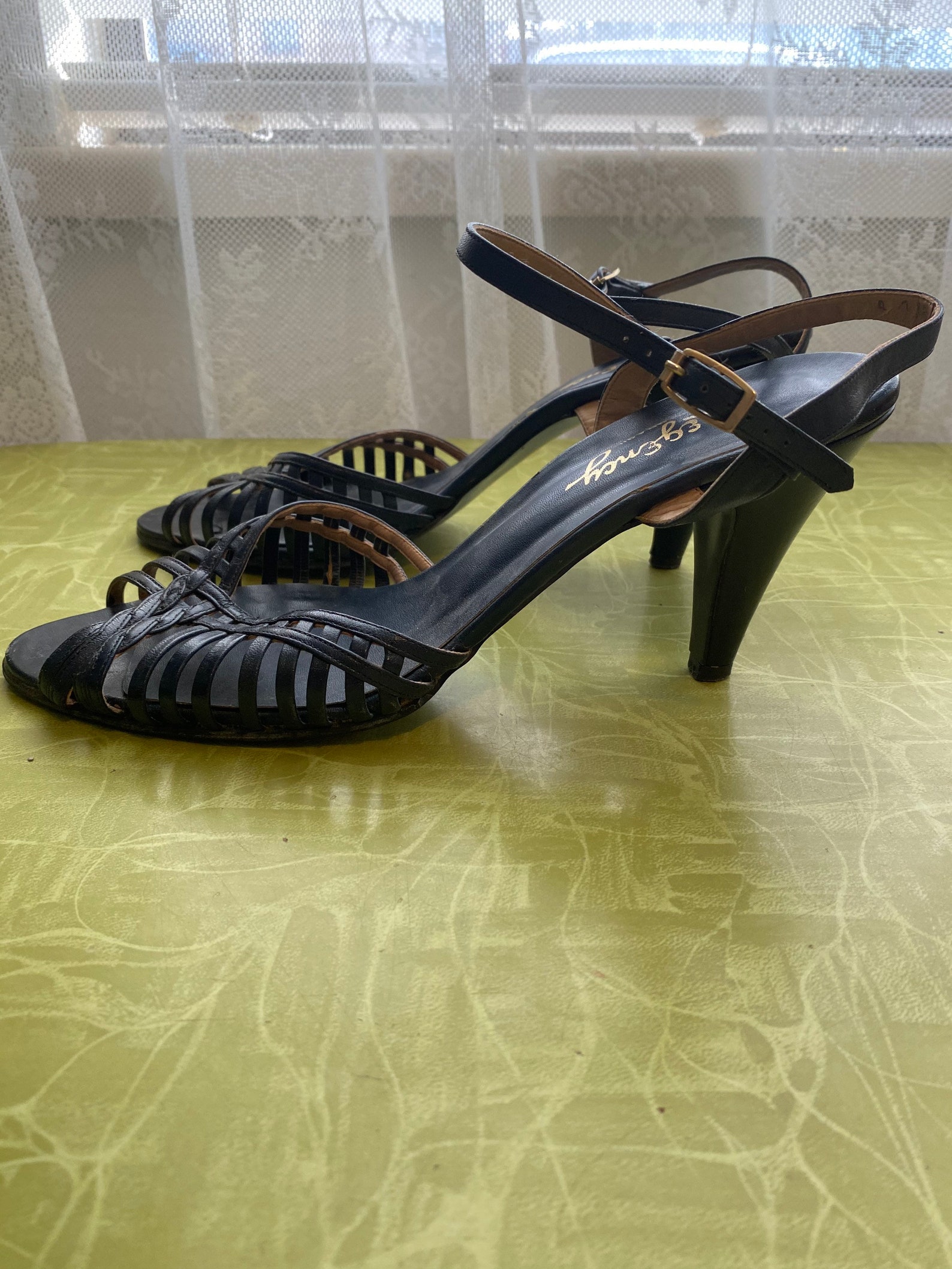 navy open toe heels