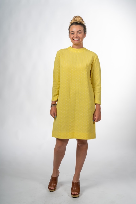 1960s Yellow Mandarin Collar Dress