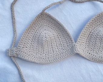 Athena Crochet Bralette Bikini Top • Natural Beige