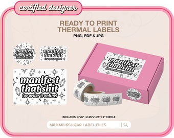 MANIFEST THAT SH1T Thermal Printer Labels for Rollo, Munbyn or Epson, Box Labels, Rollo Labels, Thermal Stickers Download | Witchy Labels
