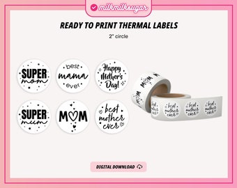 MOTHERS DAY Thermal Printer Labels for Rollo, Munbyn or Epson, Box Labels, Rollo Labels, Thermal Stickers Download | Happy Mother's Day