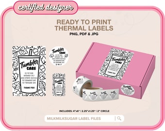 TUMBLER CARE Fall Thermal Printer Labels for Rollo, Munbyn or Epson, Box Labels, Rollo Labels, Thermal Stickers Download | Autumn Cup Care