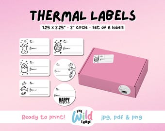 EASTER GIFT TAGS Thermal Printer Labels for Rollo, Munbyn or Epson, Box Labels, Thermal Stickers Download | Thermal Label Gift Tags