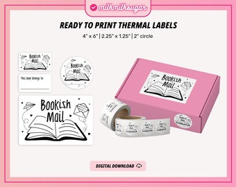 BOOKISH MAIL Thermal Printer Labels for Rollo, Munbyn or Epson, Box Labels, Rollo Labels, Thermal Stickers Download | Book Mail Labels