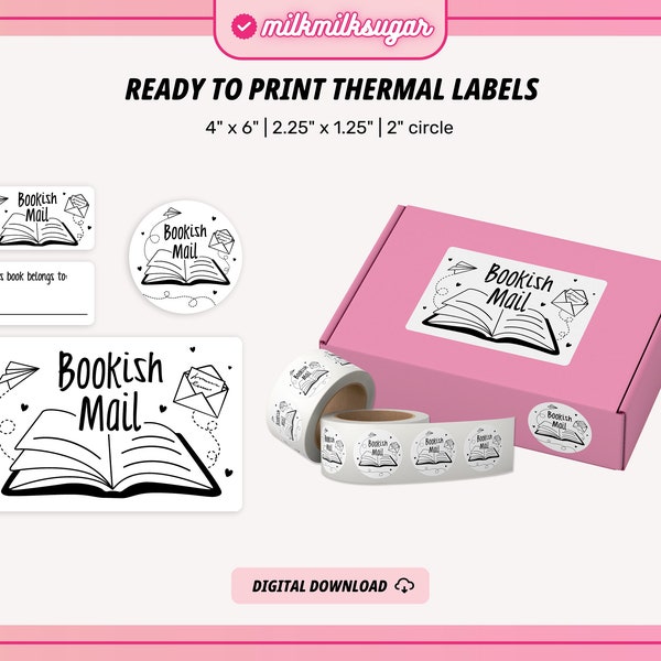 BOOKISH MAIL Thermal Printer Labels for Rollo, Munbyn or Epson, Box Labels, Rollo Labels, Thermal Stickers Download | Book Mail Labels