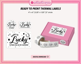 FEELIN' SO LUCKY Thermal Printer Labels for Rollo, Munbyn or Epson, Box Labels, Rollo Labels, Thermal Stickers Download | St. Patricks Label