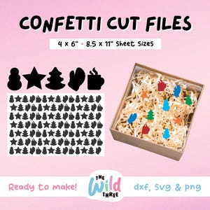 CONFETTI SVG For creating Winter Confetti, Confetti Cut Files, Cricut Cut Files Including Dxf, Png & Svg | Winter Confetti