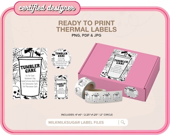 TUMBLER CARE Halloween Thermal Printer Labels for Rollo, Munbyn or Epson, Box Labels, Rollo Labels, Thermal Stickers Download | Cup Care