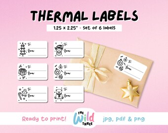 GIFT LABELS Thermal Printer Labels for Rollo, Munbyn or Epson, Box Labels, Rollo Labels, Thermal Stickers Download | Christmas Gift Tags