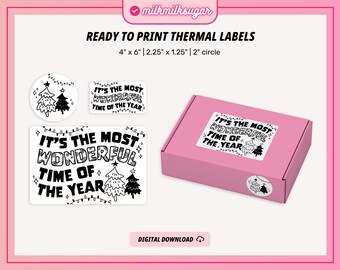 MOST WONDERFUL TIME Thermal Printer Labels for Rollo, Munbyn or Epson, Box Labels, Rollo Labels, Thermal Stickers Download | Holiday Labels