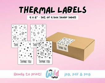 WHIMSY BOX SEALERS Thermal Printer Labels for Rollo, Munbyn or Epson, Box Labels, Rollo Labels, Thermal Stickers Download | Package Sealers