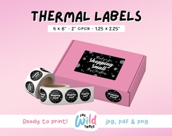 SHOPPING SMALL CHRISTMAS Thermal Printer Labels for Rollo, Munbyn or Epson, Box Labels, Rollo Labels, Thermal Stickers Download | Thank you