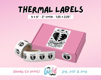 VALENTINES DAY FRAGILE Thermal Printer Labels for Rollo, Munbyn or Epson, Box Labels, Rollo Labels, Thermal Stickers Download | Box Labels