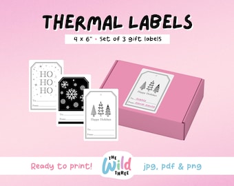 HOLIDAY TAGS Thermal Printer Labels for Rollo, Munbyn or Epson, Box Labels, Rollo Labels, Thermal Stickers Download | Christmas Gift Labels