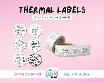 VALENTINES CIRCLE SET Thermal Printer Labels for Rollo, Munbyn or Epson, Box Labels, Rollo Labels, Thermal Stickers Download | 2in Labels