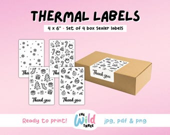 CHRISTMAS BOX SEALERS Thermal Printer Labels for Rollo, Munbyn or Epson, Box Labels, Rollo Labels, Thermal Stickers Download | Winter Labels