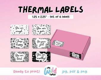 AFFIRMATION SET Thermal Printer Labels for Rollo, Munbyn or Epson, Box Labels, Rollo Labels, Thermal Stickers Download | Rectangle Labels