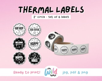 EASTER CIRCLE SET Thermal Printer Labels for Rollo, Munbyn or Epson, Box Labels, Thermal Stickers Download | 2in Round Thermal Labels