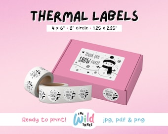 THANK YOU SNOW Much Thermal Printer Labels for Rollo, Munbyn or Epson, Box Labels, Rollo Labels, Thermal Stickers Download | Winter Thanks