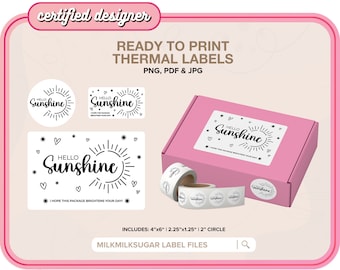 HELLO SUNSHINE Thermal Printer Labels for Rollo, Munbyn or Epson, Box Labels, Rollo Labels, Thermal Stickers Download | Hello Sunshine Label