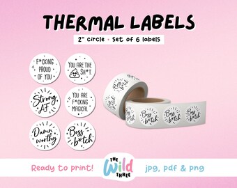 NAUGHTY AFFIRMATIONS Thermal Printer Labels for Rollo, Munbyn or Epson, Box Labels, Thermal Stickers Download | 2in Round Thermal Labels